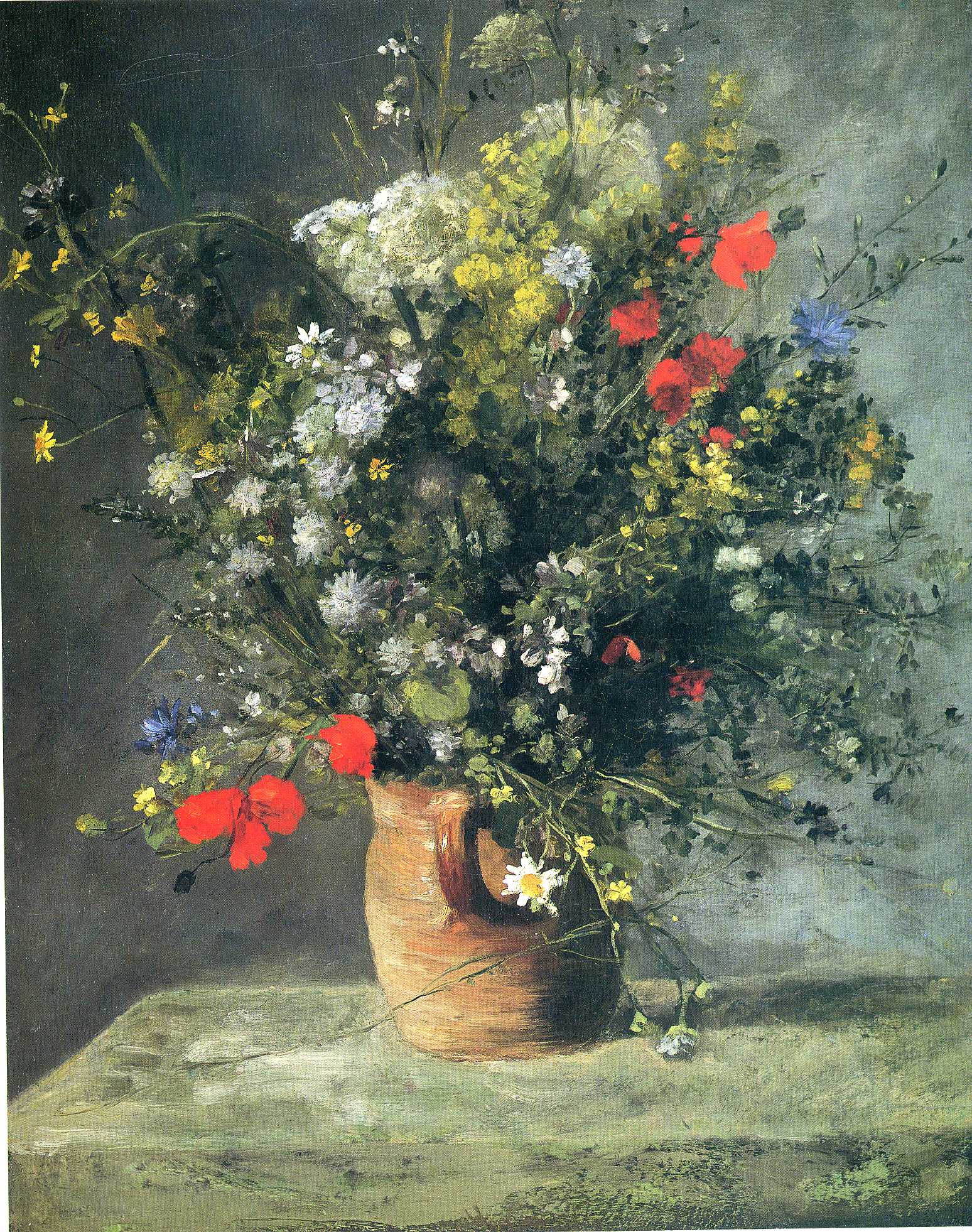 Flowers in a Vase (1866) - Pierre-Auguste Renoir Tablo
