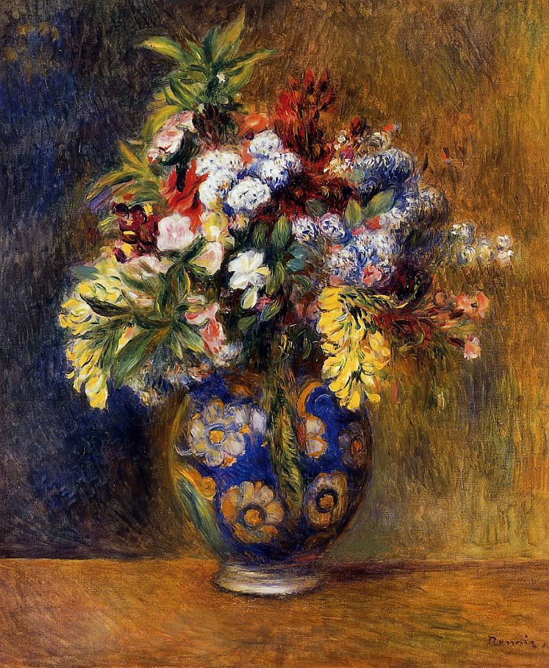 Flowers in a Vase (1878) - Pierre-Auguste Renoir Tablo