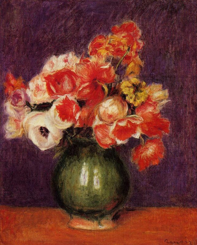 Flowers in a Vase (1901) - Pierre-Auguste Renoir Tablo
