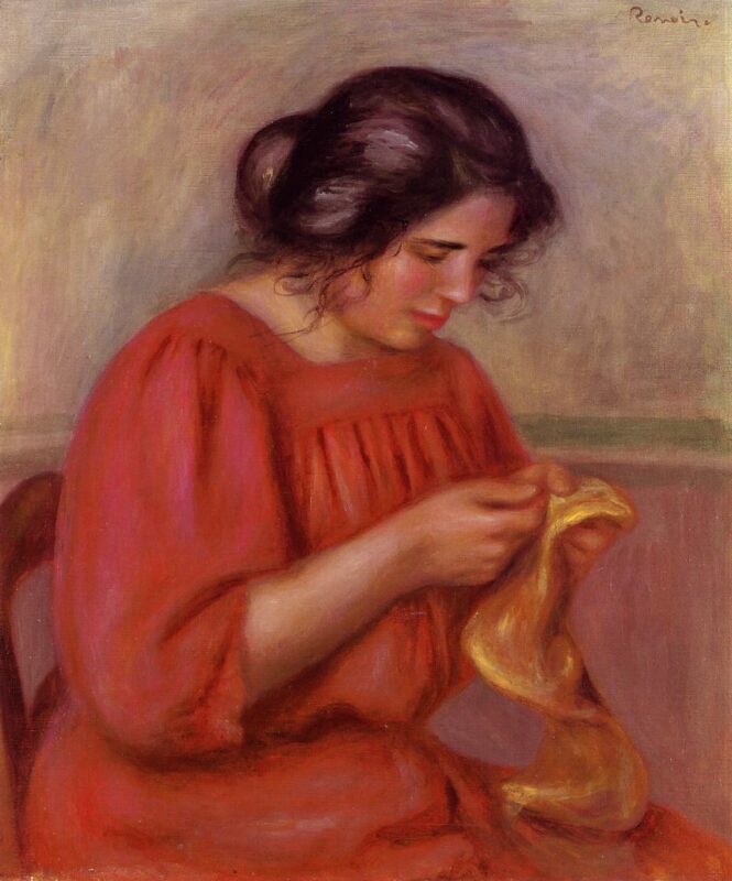 Gabrielle Mending (1908) - Pierre-Auguste Renoir Tablo