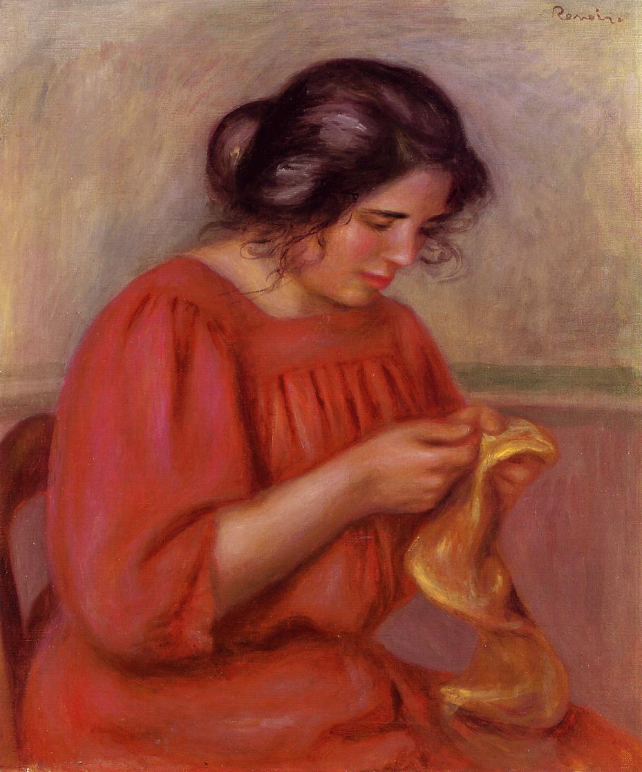 Gabrielle Mending (1908) - Pierre-Auguste Renoir Tablo