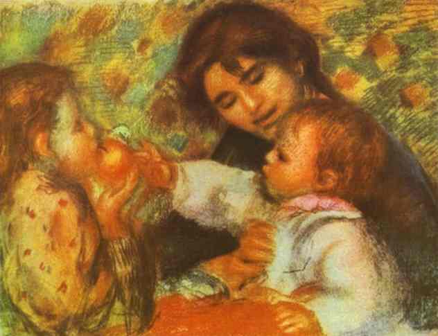 Gabrielle with Renoir's Children (1894) - Pierre-Auguste Renoir Tablo