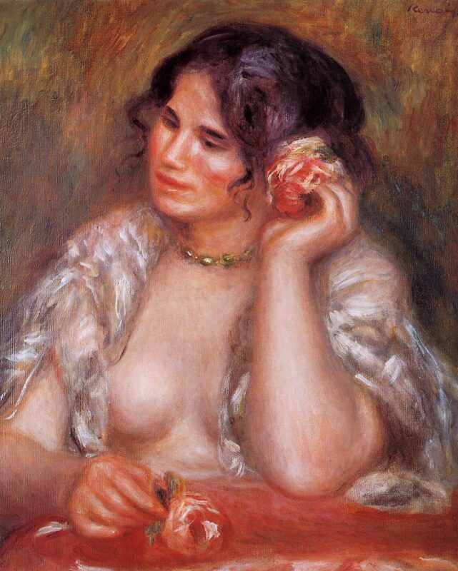 Gabrielle with a Rose (1911) - Pierre-Auguste Renoir Tablo