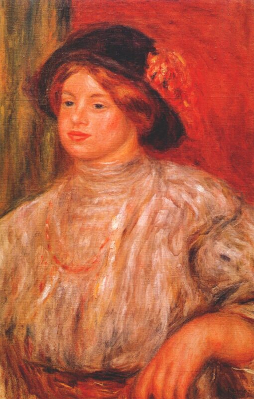 Gabrielle with a large hat (1900) - Pierre-Auguste Renoir Tablo