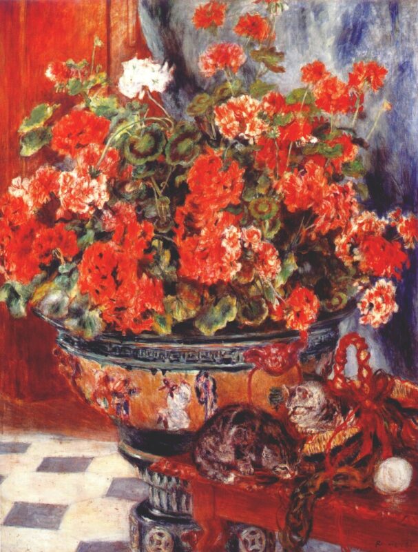 Geraniums and Cats (1881) - Pierre-Auguste Renoir Tablo