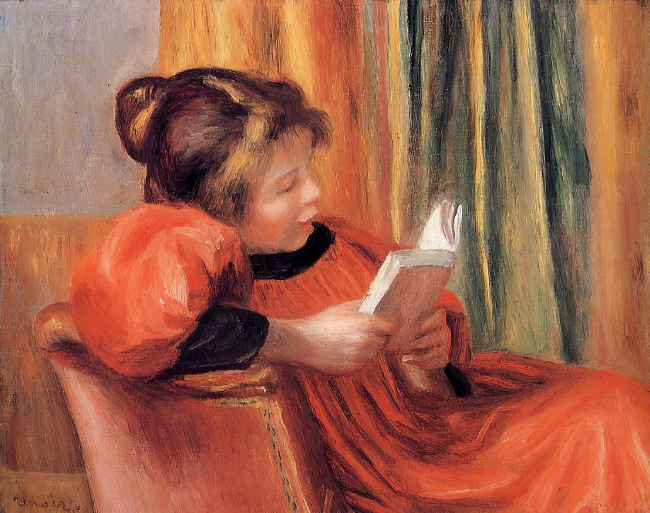 Girl Reading (1890) - Pierre-Auguste Renoir Tablo