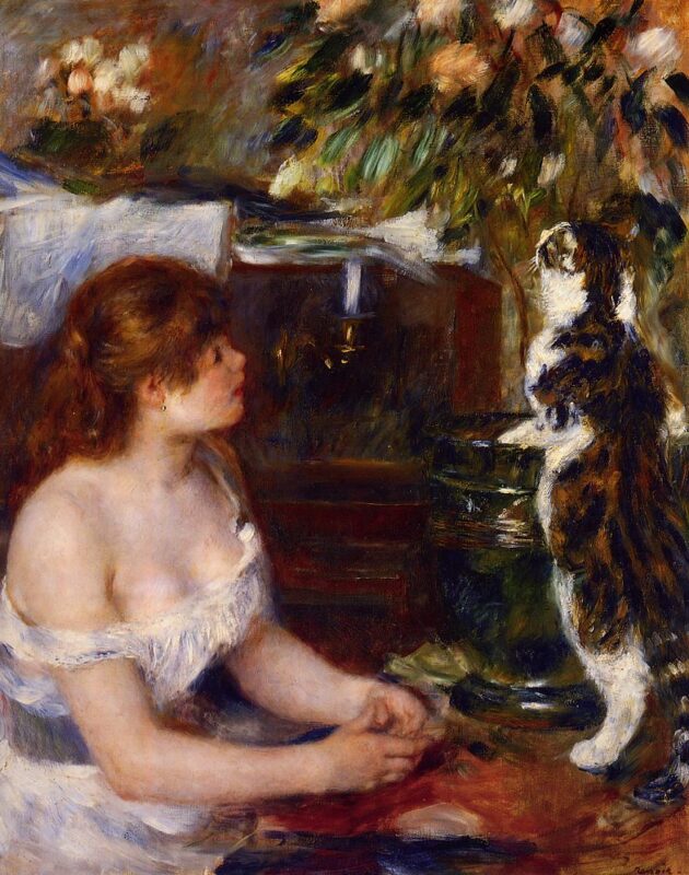 Girl and Cat (1881) - Pierre-Auguste Renoir Tablo