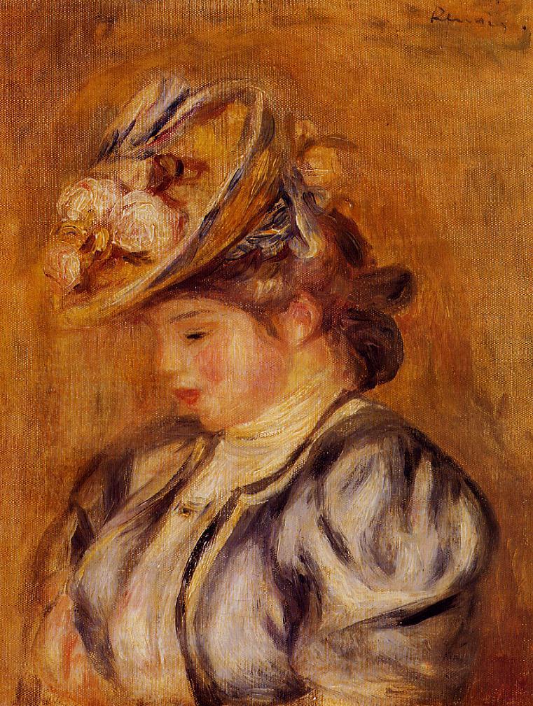 Girl in a Flowery Hat (1905) – Pierre-Auguste Renoir Tablo