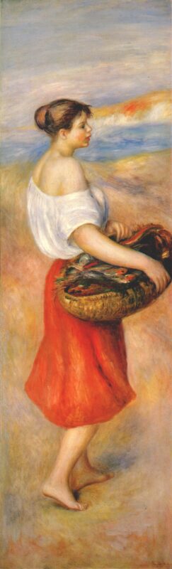 Girl with a basket of fish (1889) - Pierre-Auguste Renoir Tablo