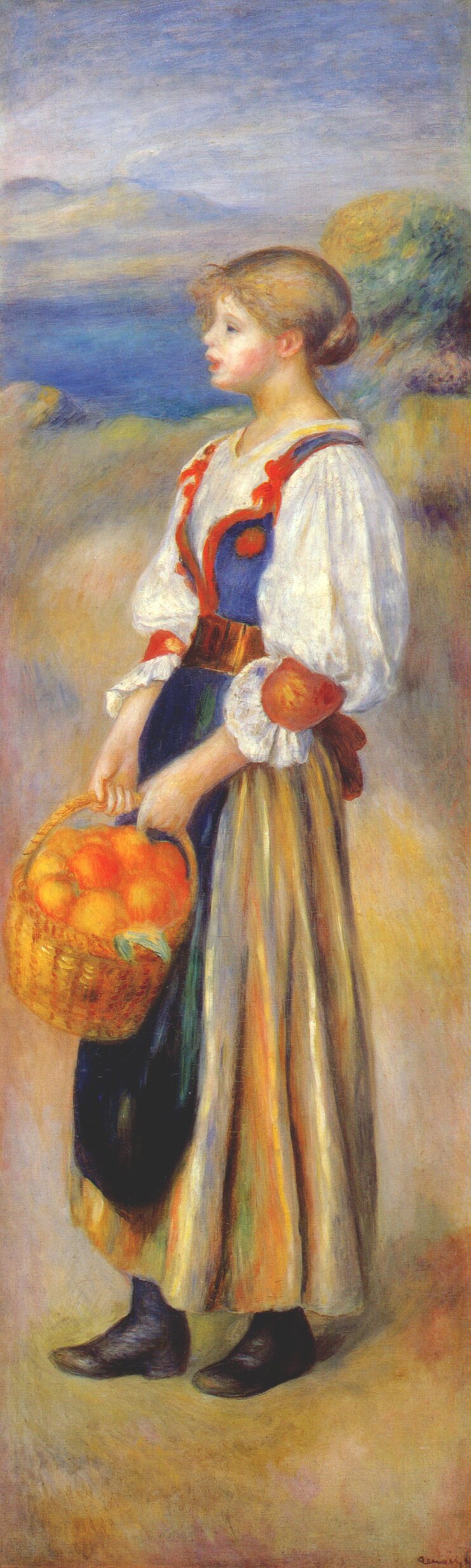 Girl with a basket of oranges (1889) - Pierre-Auguste Renoir Tablo