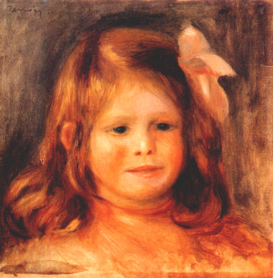 Girl with a pink ribbon - Pierre-Auguste Renoir Tablo