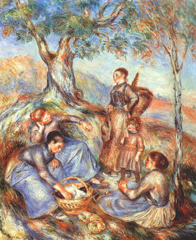 Grape Pickers at Lunch (1888) - Pierre-Auguste Renoir Tablo