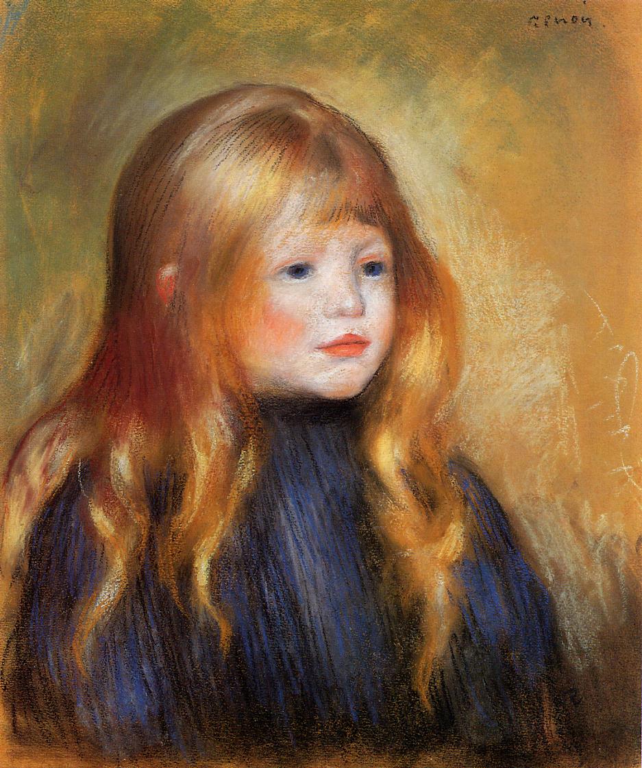 Head of a Child (Edmond Renoir) (1888) - Pierre-Auguste Renoir Tablo
