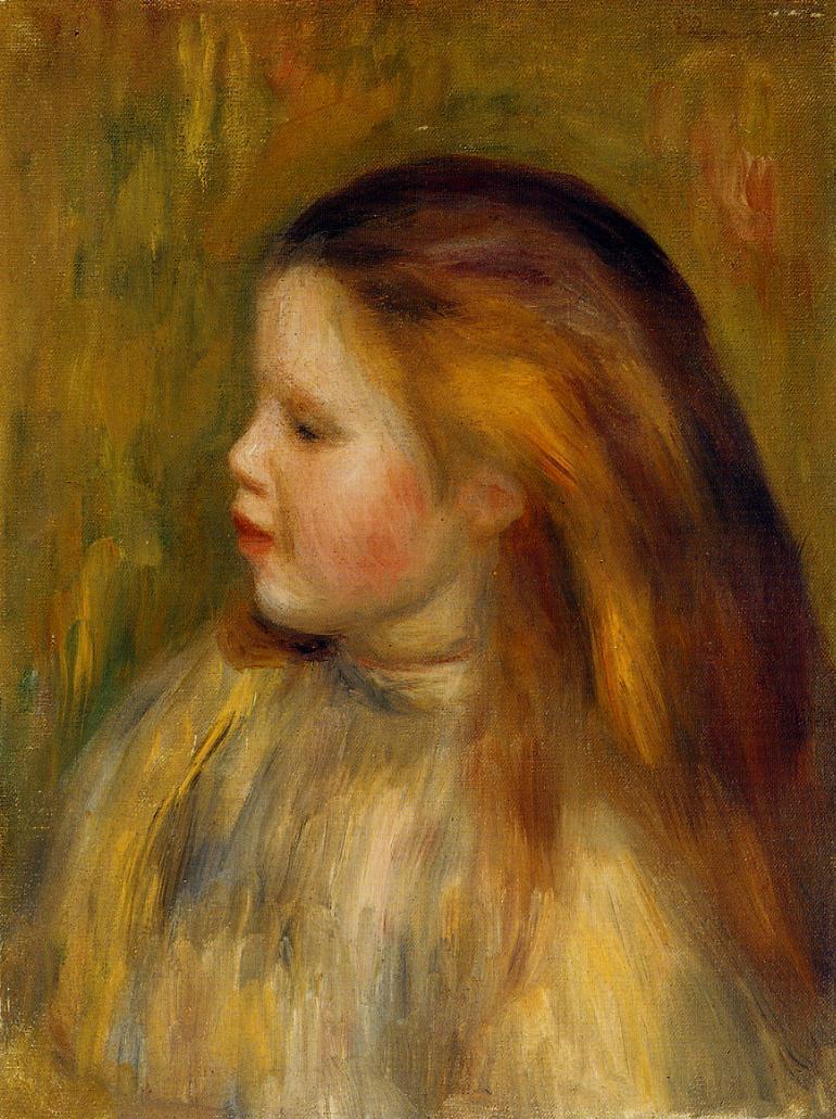 Head of a Little Girl in Profile (1901) - Pierre-Auguste Renoir Tablo