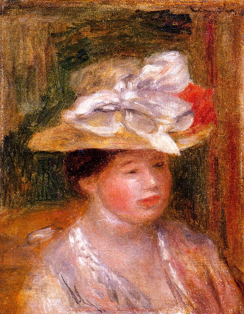 Head of a Woman (1913) - Pierre-Auguste Renoir Tablo