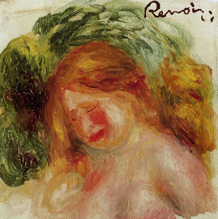 Head of a Woman (1918) - Pierre-Auguste Renoir Tablo
