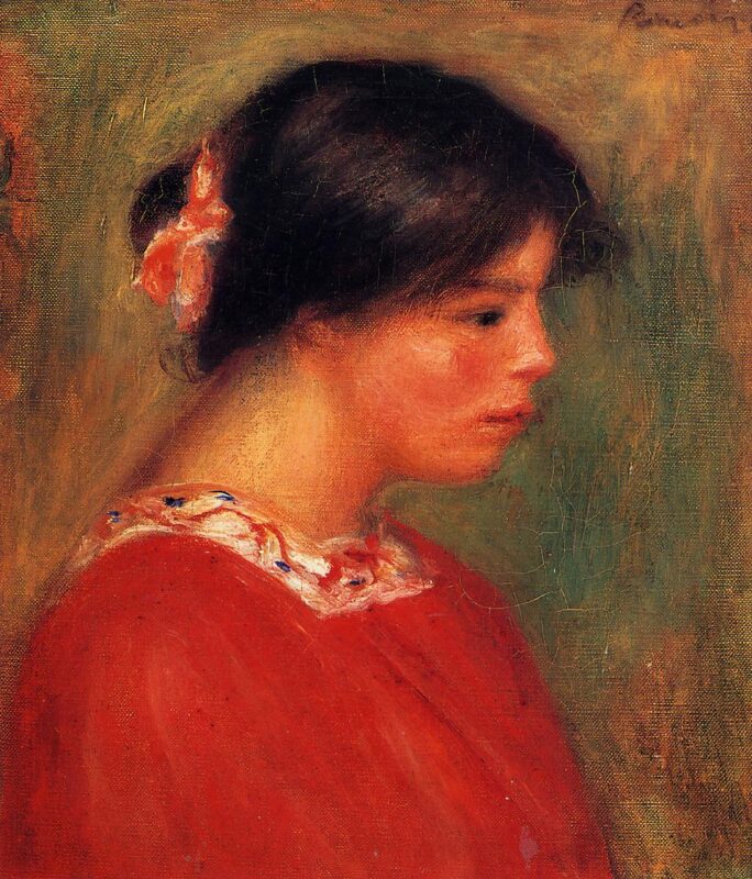 Head of a Woman in Red (1909) - Pierre-Auguste Renoir Tablo