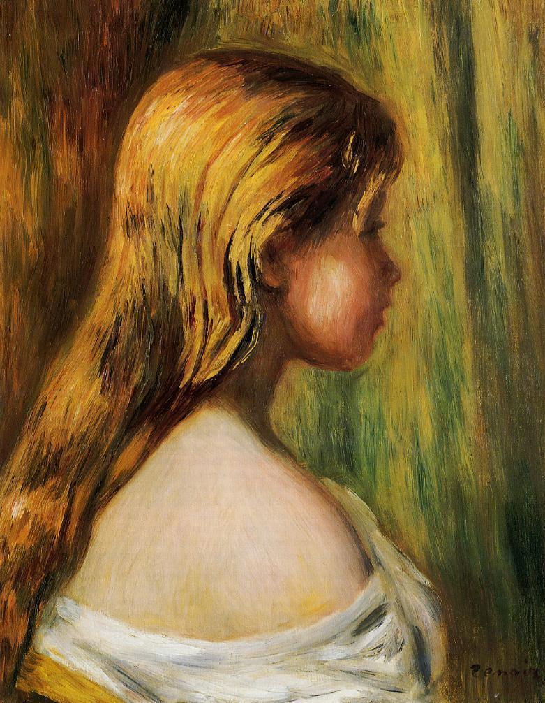 Head of a Young Girl (1890) - Pierre-Auguste Renoir Tablo