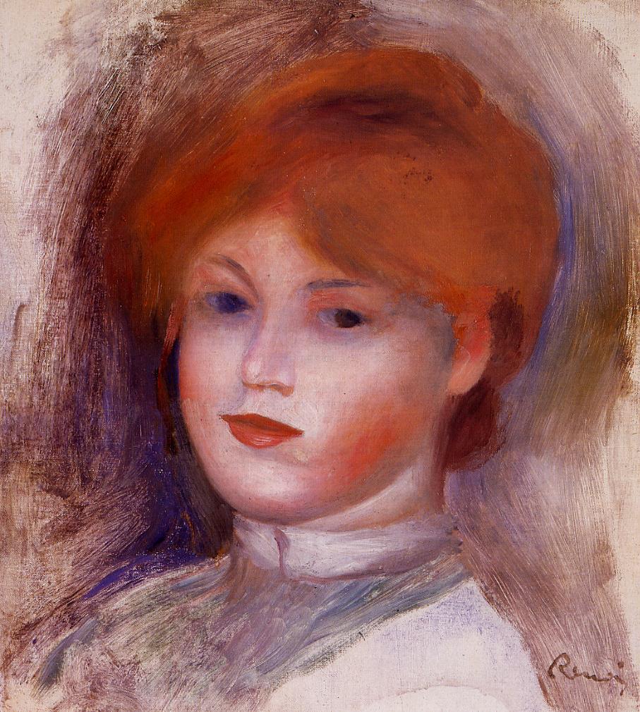 Head of a Young Woman (1892) - Pierre-Auguste Renoir Tablo