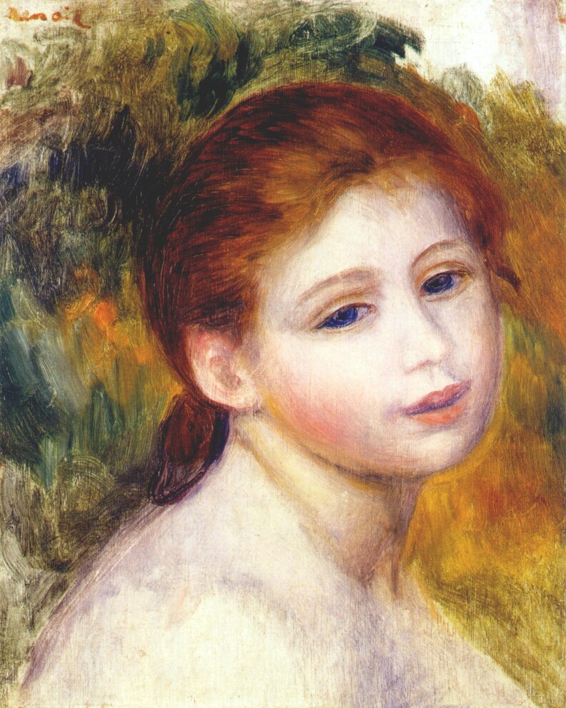 Head of a woman (1887) - Pierre-Auguste Renoir Tablo