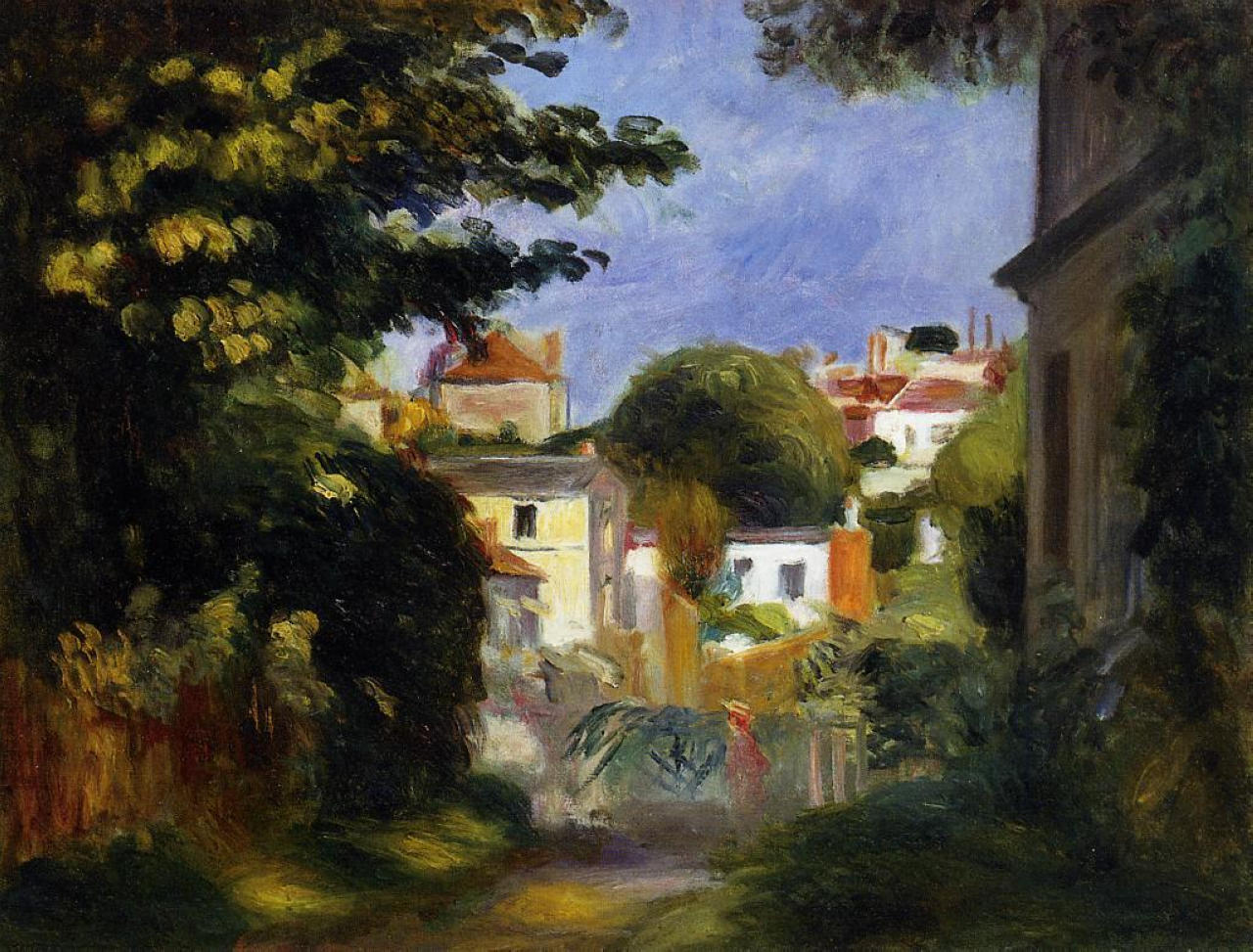 House and Figure among the Trees (1889) - Pierre-Auguste Renoir Tablo