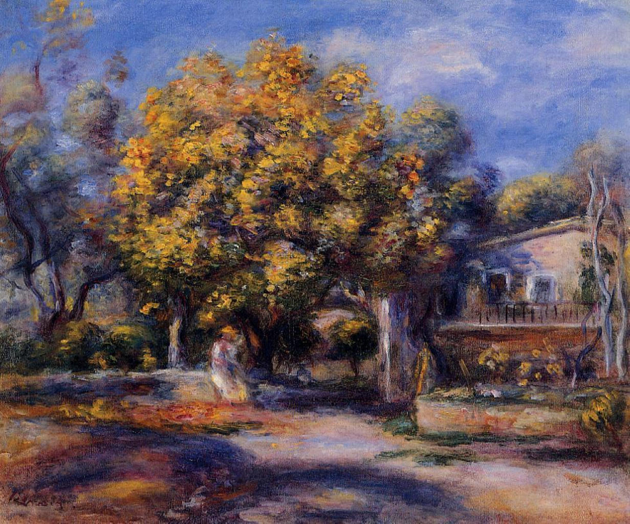 Houses at Cagnes (1905) - Pierre-Auguste Renoir Tablo