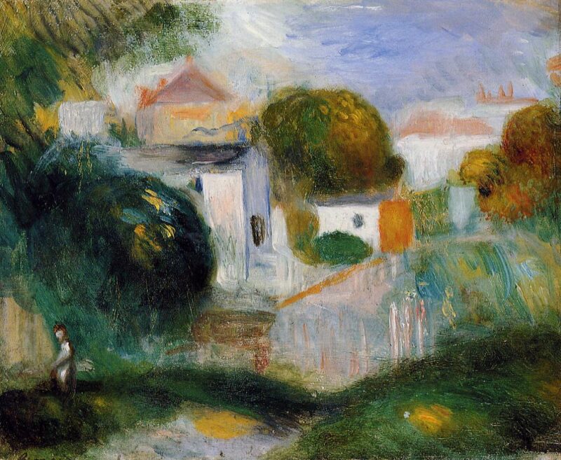 Houses in the Trees - Pierre-Auguste Renoir Tablo