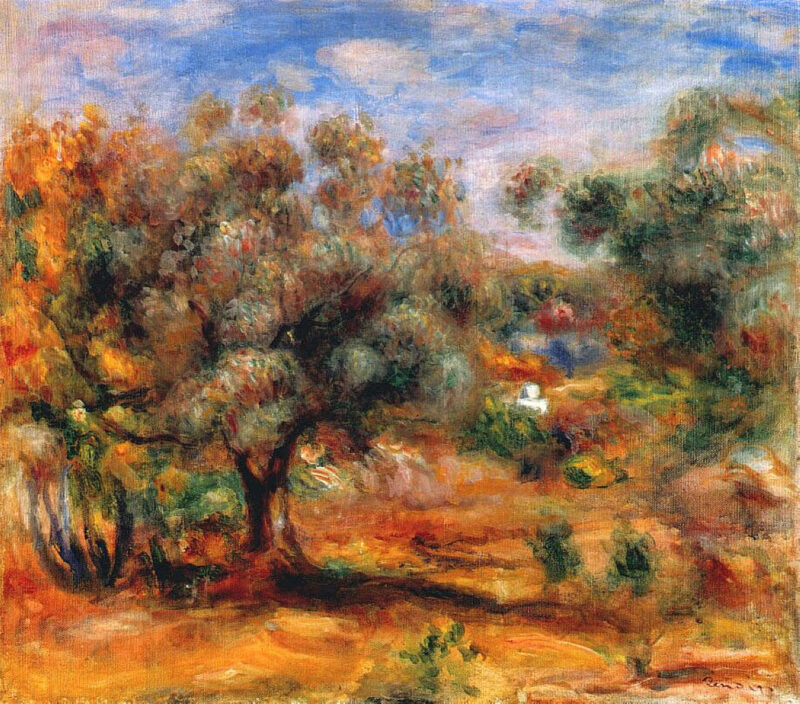 Landscape Near Cagnes (1909) - Pierre-Auguste Renoir Tablo