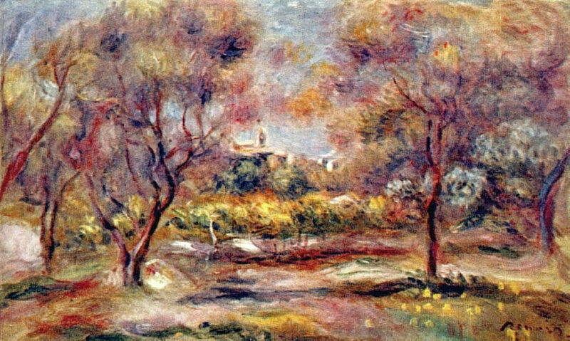 Landscape at Grasse (1908) - Pierre-Auguste Renoir Tablo