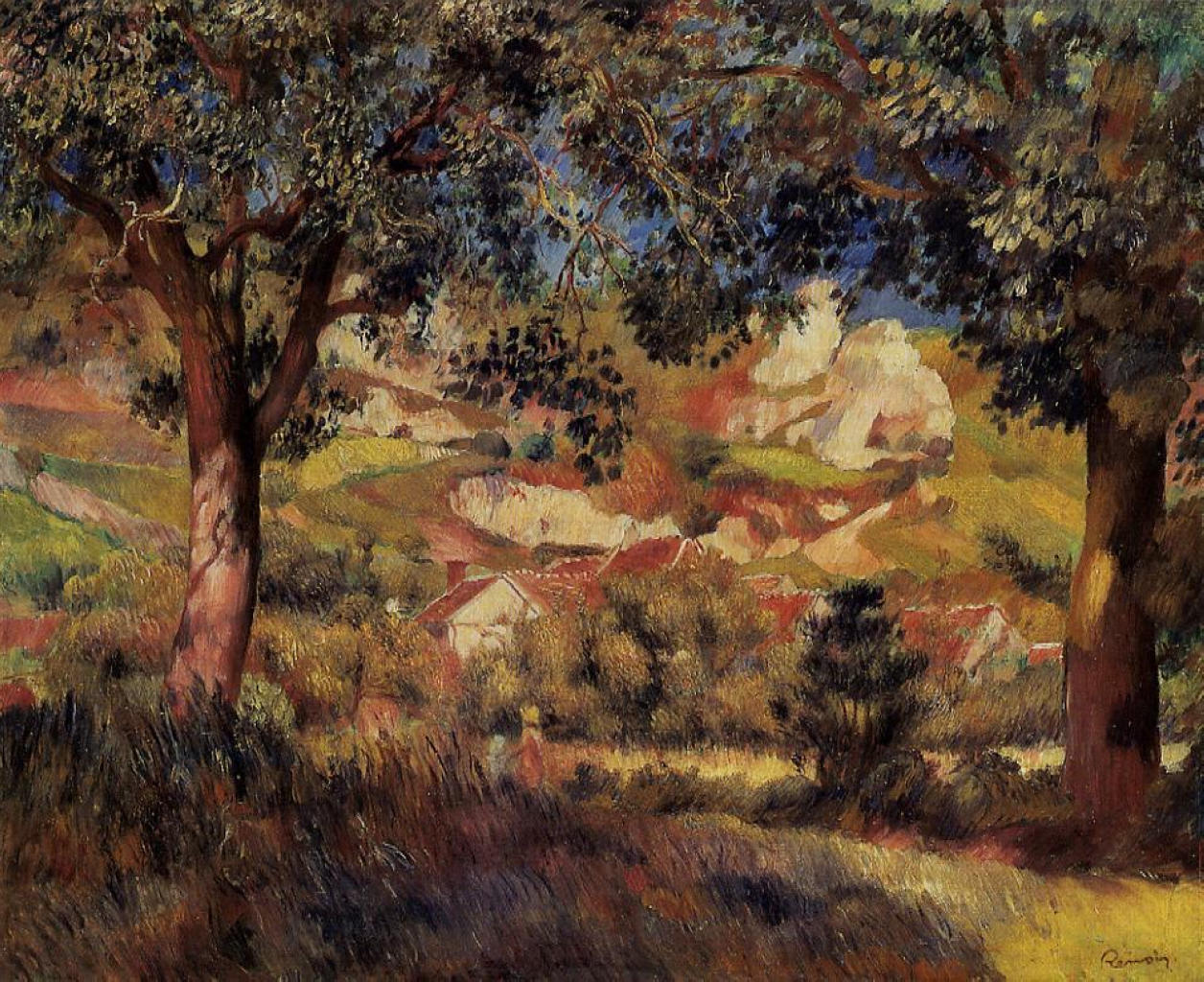 Landscape in La Roche Guyon (1887) - Pierre-Auguste Renoir Tablo