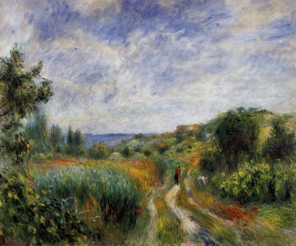 Landscape near Essoyes (1892) - Pierre-Auguste Renoir Tablo