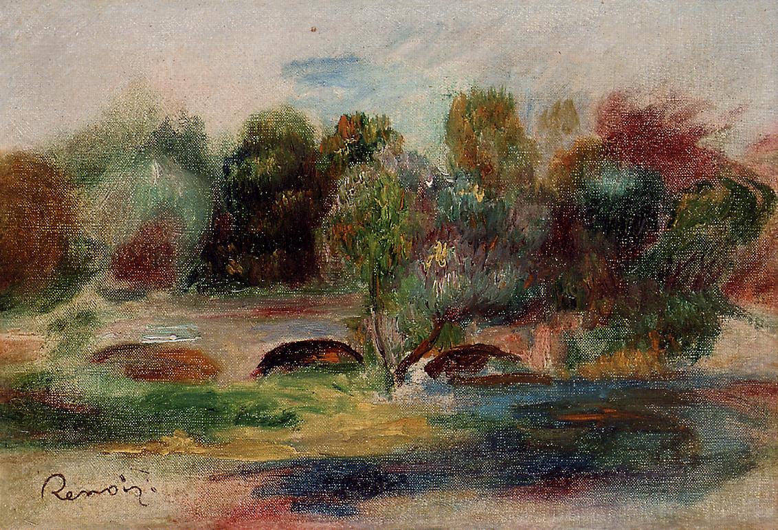 Landscape with Bridge (1900) - Pierre-Auguste Renoir Tablo