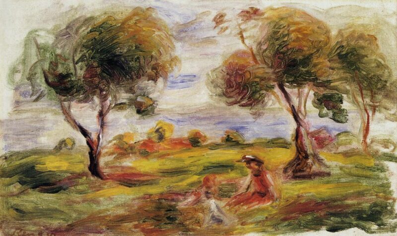 Landscape with Figures at Cagnes (1916) – Pierre-Auguste Renoir Tablo