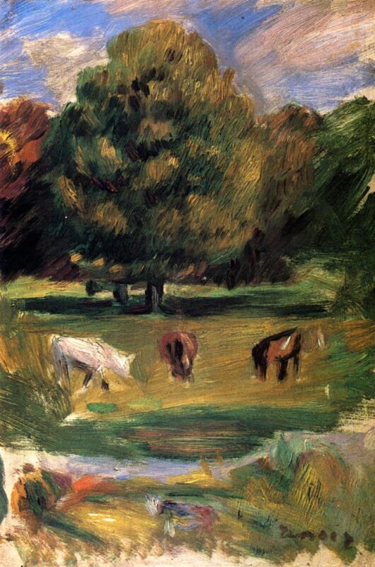 Landscape with Horses - Pierre-Auguste Renoir Tablo