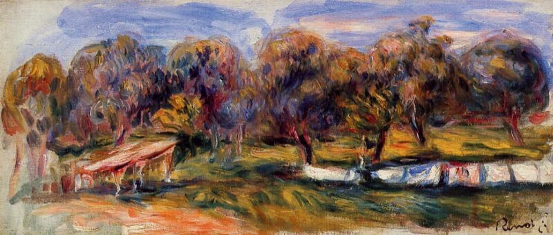 Landscape with Orchard (1910) - Pierre-Auguste Renoir Tablo
