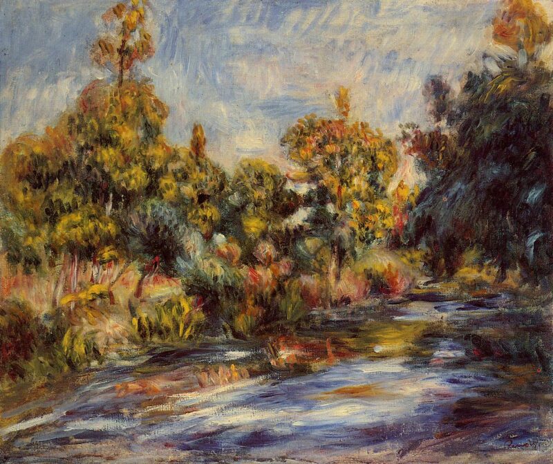 Landscape with River (1917) - Pierre-Auguste Renoir Tablo