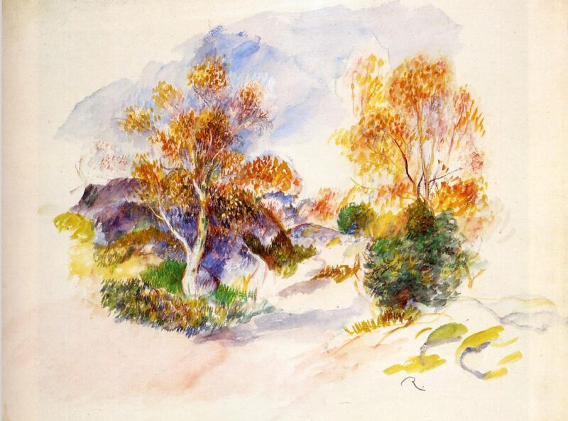 Landscape with Trees (1886) - Pierre-Auguste Renoir Tablo