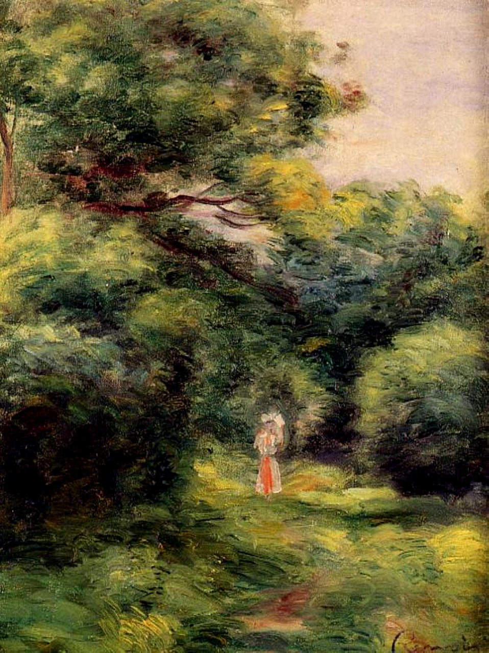 Lane in the Woods (1900) - Pierre-Auguste Renoir Tablo