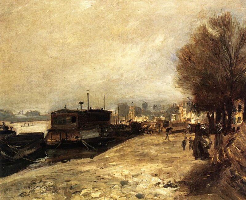 Laundry Boat by the Banks of the Seine, near Paris (1872) - Pierre-Auguste Renoir Tablo