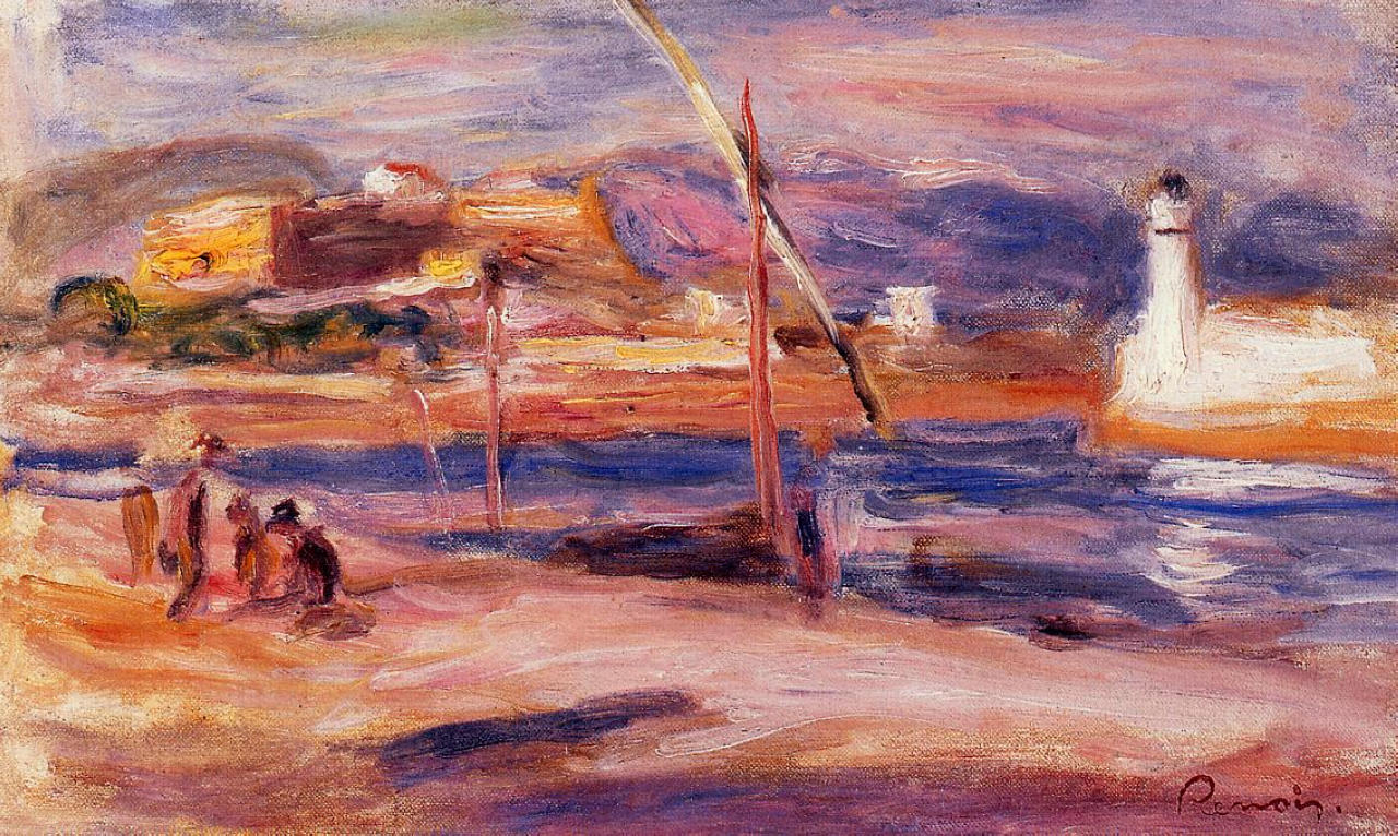 Lighthouse and Fort Carre Antibes (1916) - Pierre-Auguste Renoir Tablo