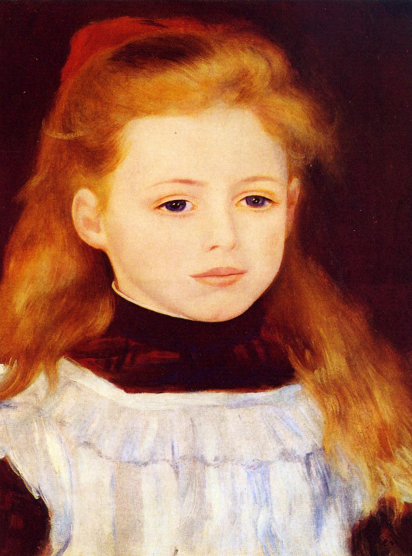 Little Girl in a White Apron (Portrait of Lucie Berard) (1884) - Pierre-Auguste Renoir Tablo