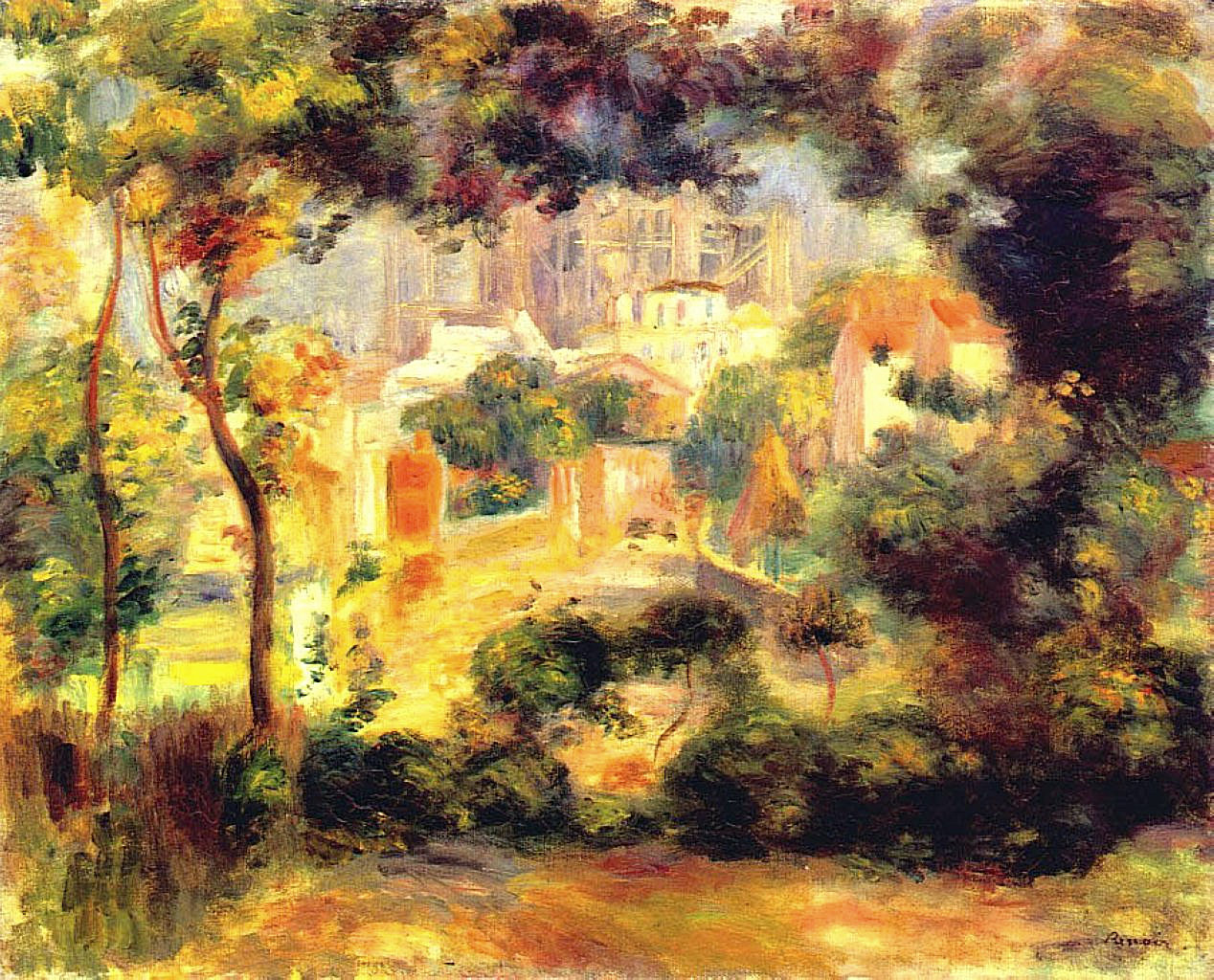 Looking out at the Sacre Coeur (1896) - Pierre-Auguste Renoir Tablo