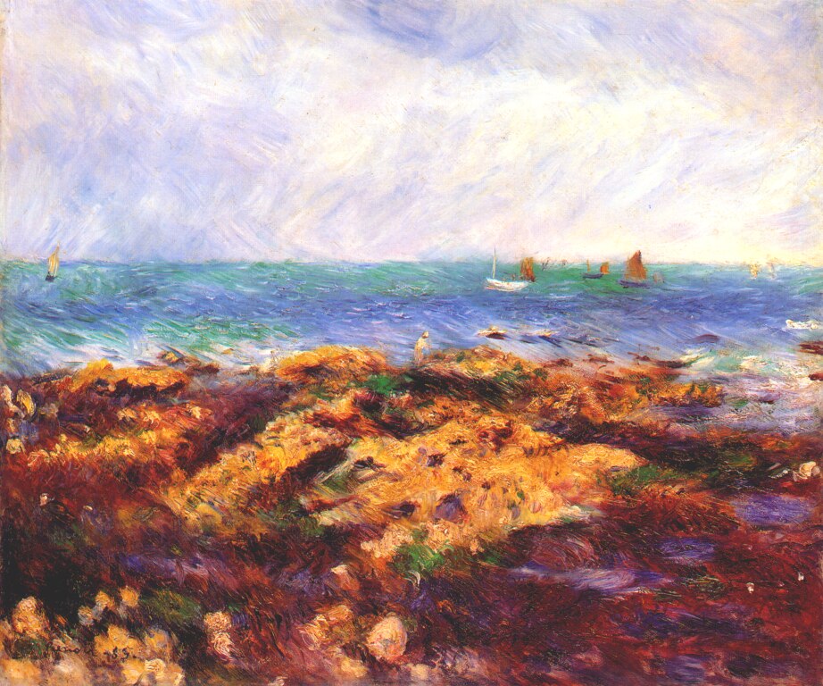 Low Tide at Yport (1883) - Pierre-Auguste Renoir Tablo