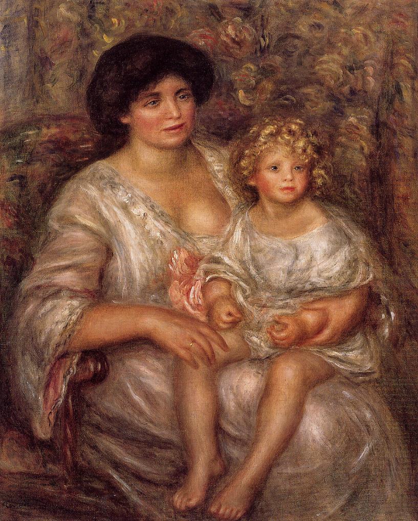 Madame Thurneyssan and Her Daughter (1910) - Pierre-Auguste Renoir Tablo