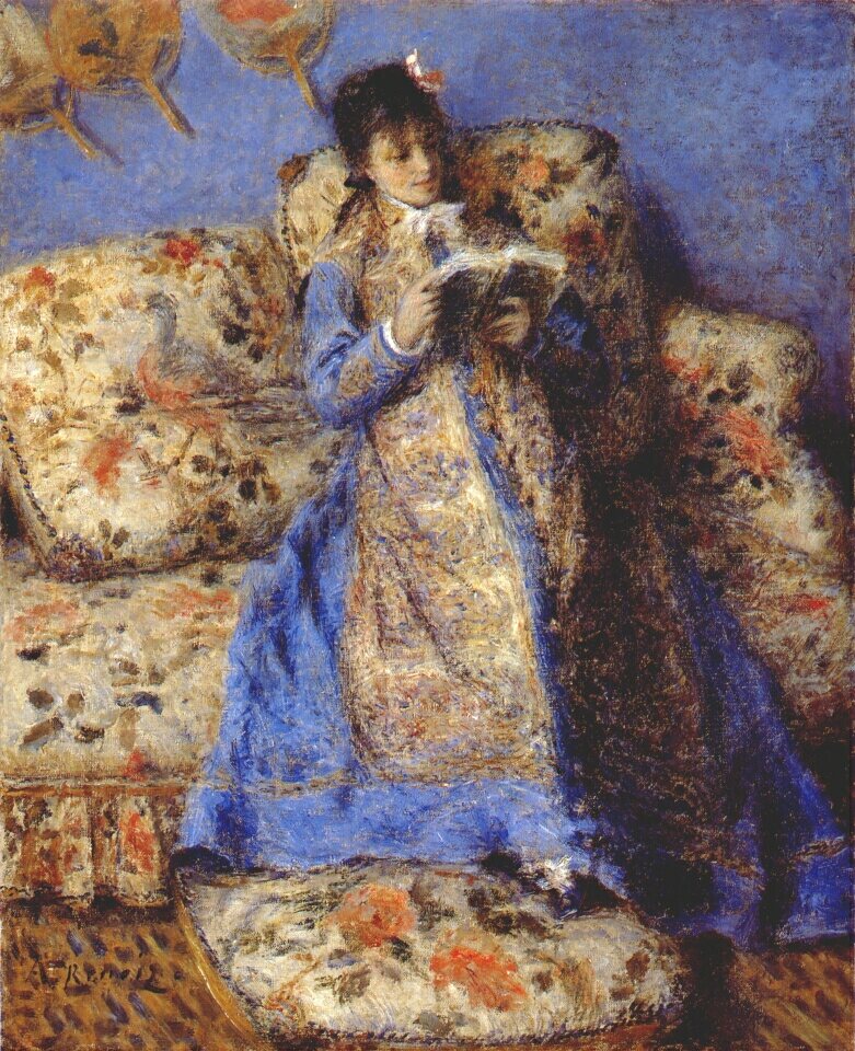 Madame monet reading (1872) – Pierre-Auguste Renoir Tablo