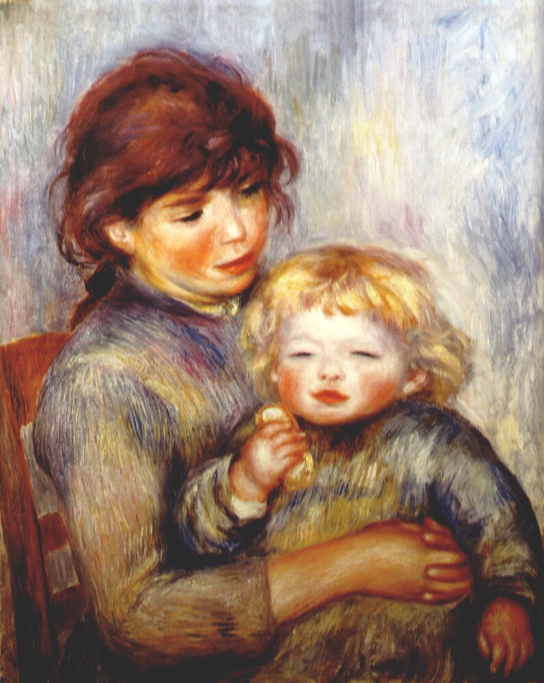 Maternity (child with a biscuit) (1887) – Pierre-Auguste Renoir Tablo