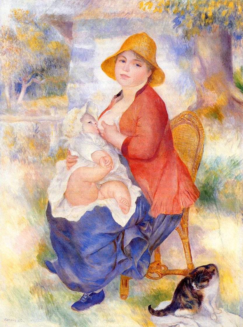 Motherhood (Woman Breast Feeding Her Child) (1886) - Pierre-Auguste Renoir Tablo