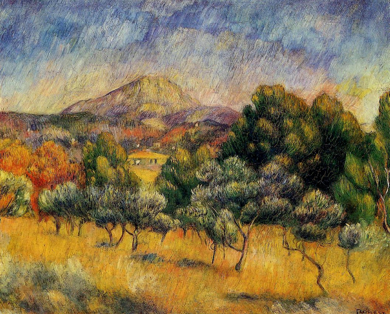 Mount Sainte Victoire (1888) - Pierre-Auguste Renoir Tablo