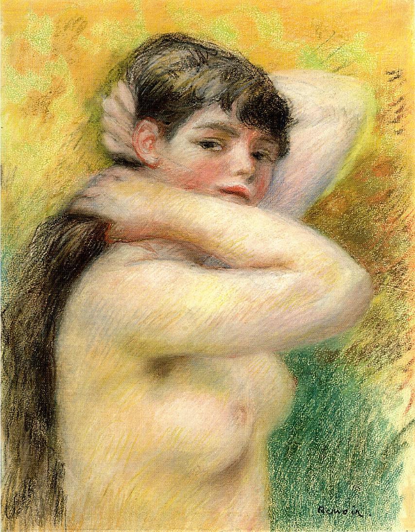 Nude Arranging Her Hair (1885) – Pierre-Auguste Renoir Tablo