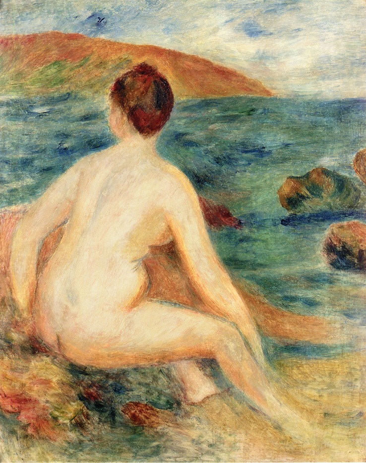 Nude Bather Seated by the Sea (1882) - Pierre-Auguste Renoir Tablo